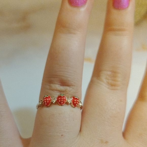 Jewelry - FREE W/ PURCHASE Gold and Red Strawberry Ring